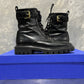 Stuart Weitzman Botas de combate femininas com sola ultra lug e fivela, pretas, tamanho 9 M