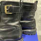 Stuart Weitzman Botas de combate femininas com sola ultra lug e fivela, pretas, tamanho 9 M