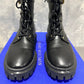 Stuart Weitzman Botas de combate femininas com sola ultra lug e fivela, pretas, tamanho 9 M