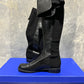 Botas de montaria femininas Stuart Weitzman, cano alto, com sola de lingueta, pretas, tamanho 9,5
