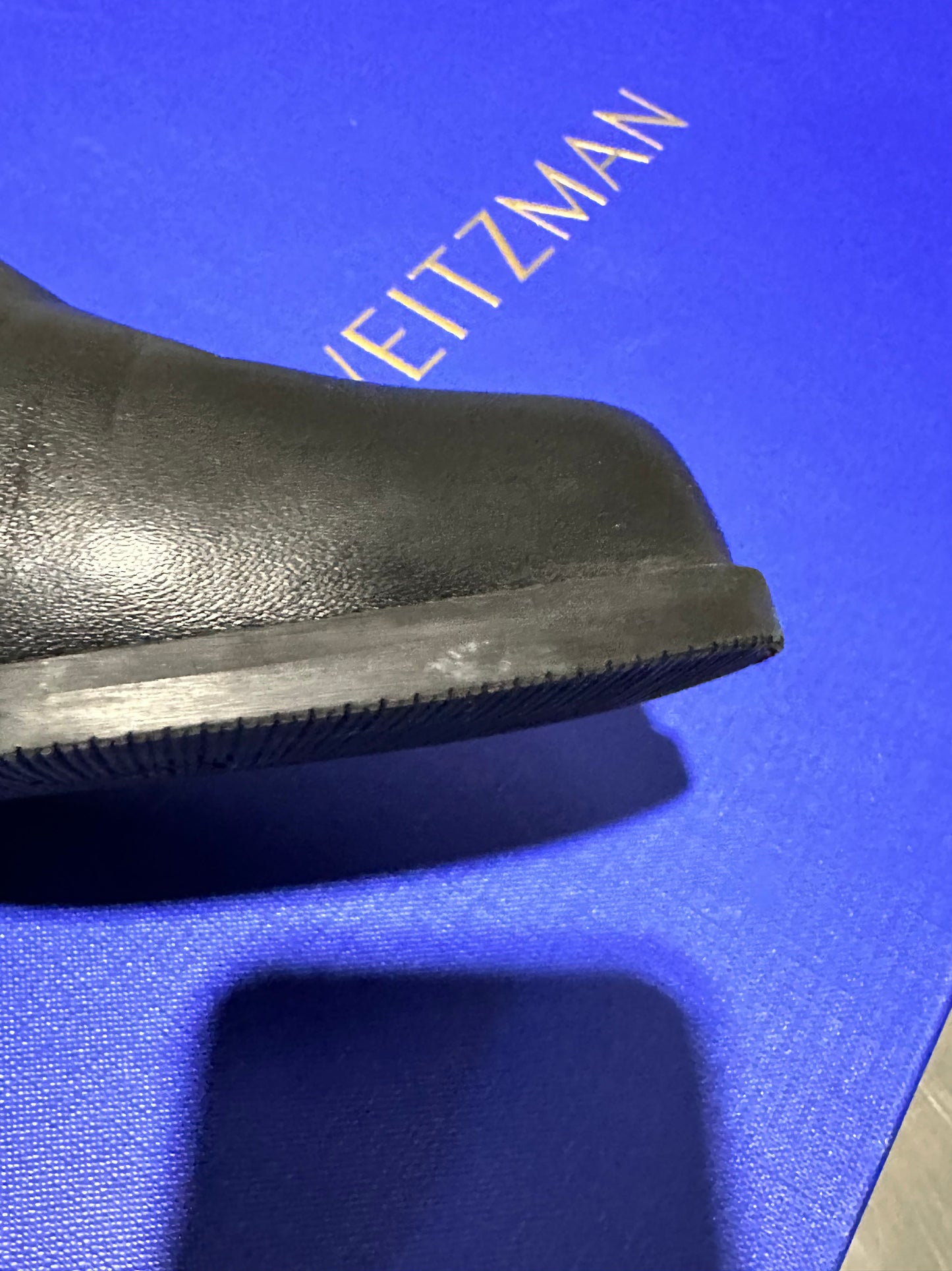 Botas de montaria femininas Stuart Weitzman, cano alto, com sola de lingueta, pretas, tamanho 9,5