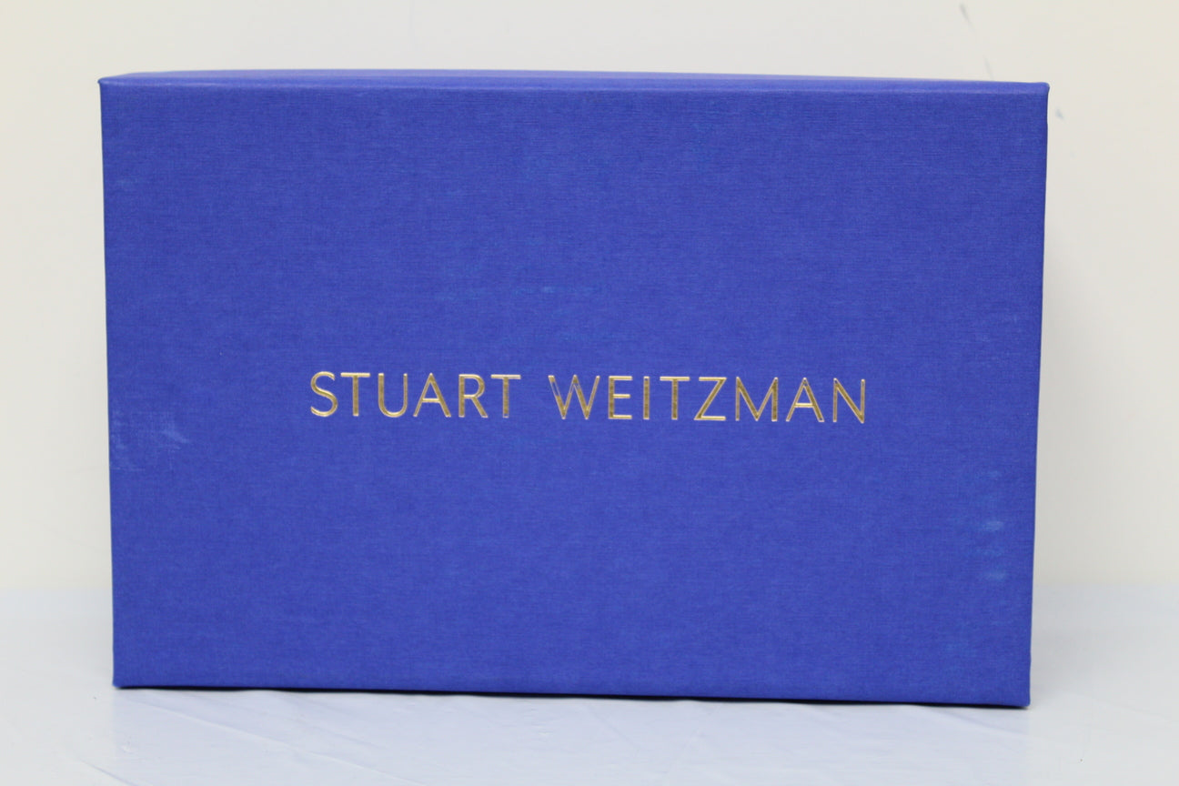 Stuart Weitzman Feminino Gemcut Curve Bico Fino Slingback Scarpin Preto Tamanho 7.5