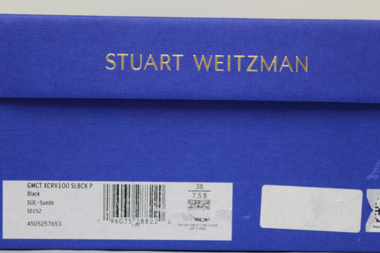 Stuart Weitzman Feminino Gemcut Curve Bico Fino Slingback Scarpin Preto Tamanho 7.5