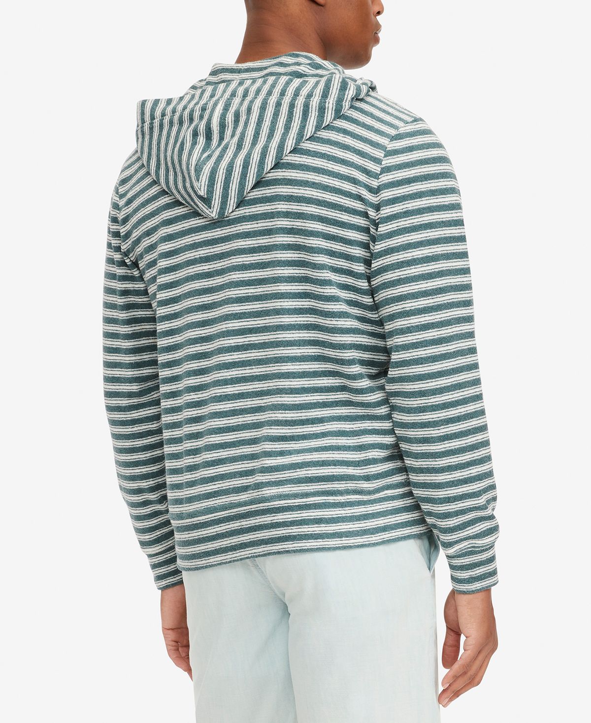 Tommy Hilfiger Masculino Listrado French Terry Moletom com Capuz e Zíper, Verde, Tamanho XXG