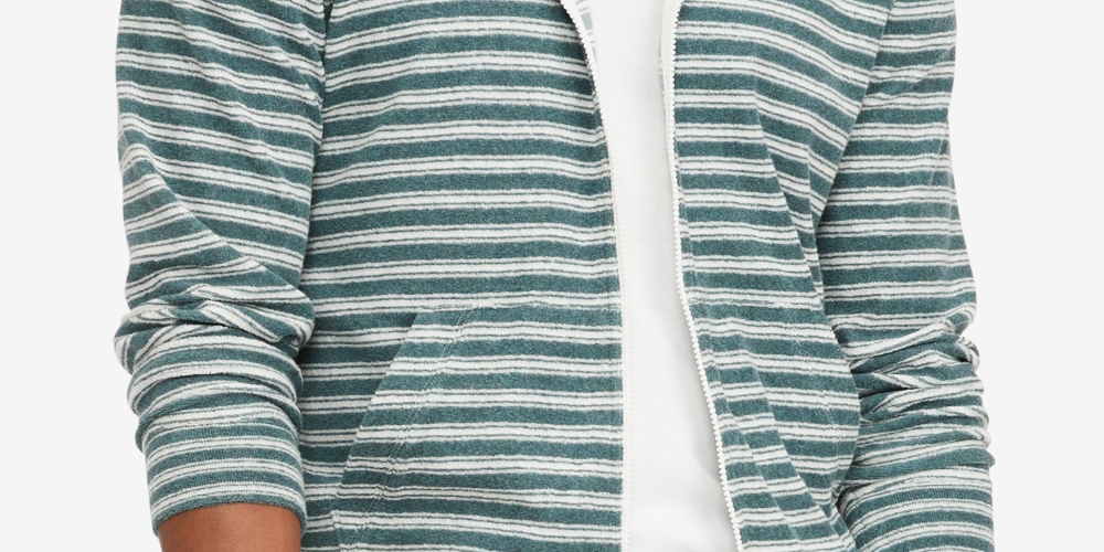 Tommy Hilfiger Masculino Listrado French Terry Moletom com Capuz e Zíper, Verde, Tamanho XXG