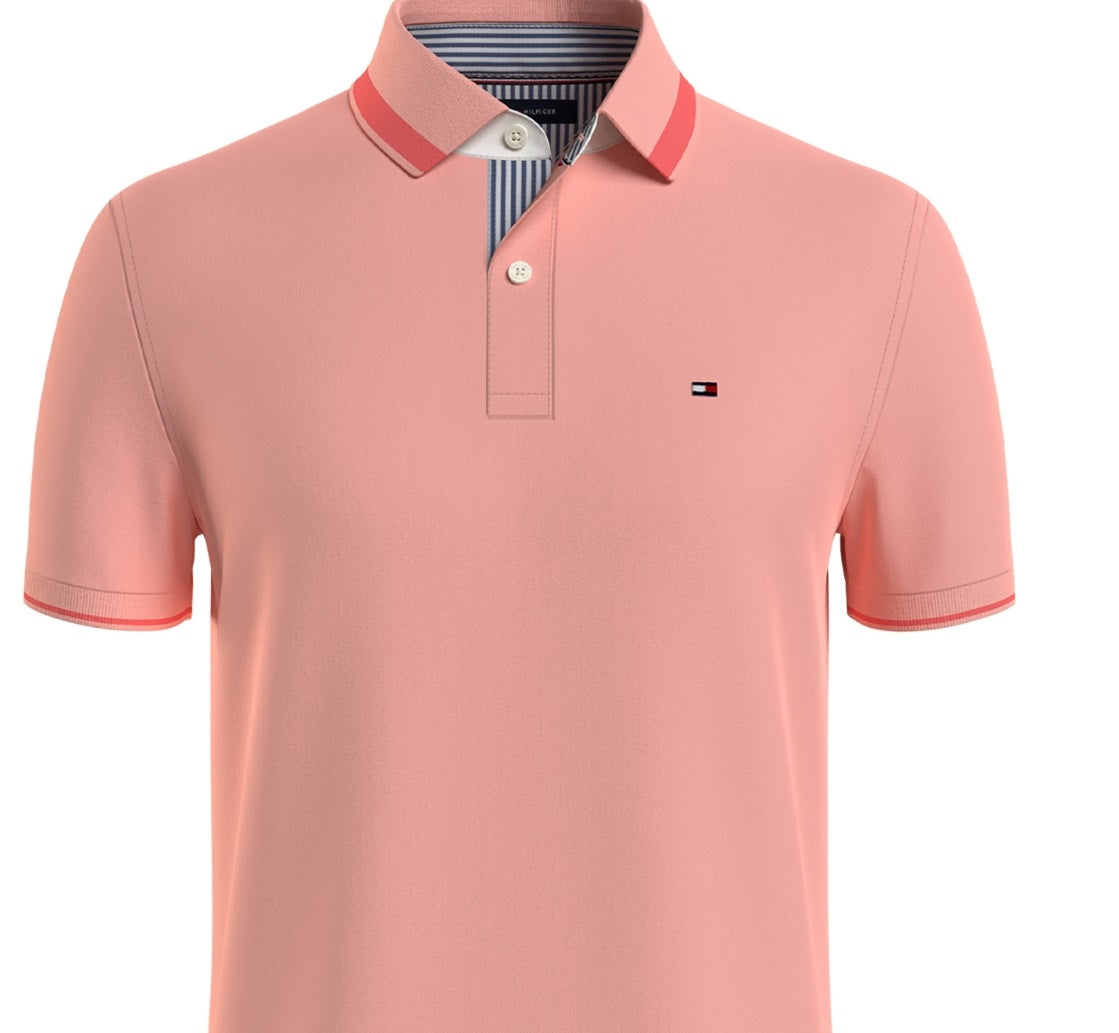 Camisa Tommy Hilfiger Masculina com Gola Pontiaguda e Ajuste Personalizado Laranja Tamanho X-G