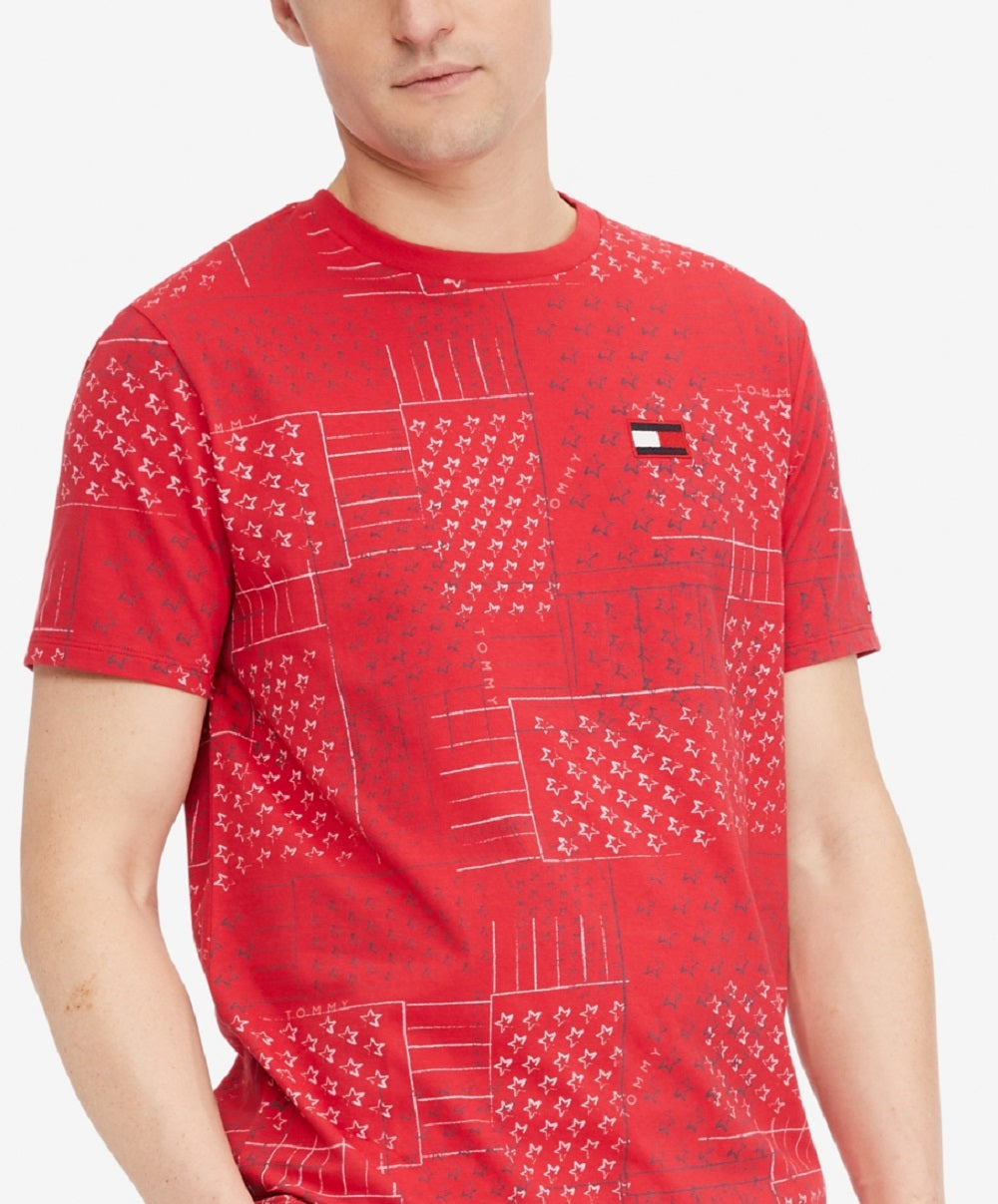 Camiseta Tommy Hilfiger All Over Road Trip Masculina Vermelha Tamanho Grande