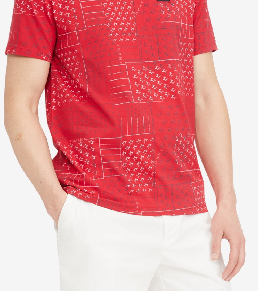 Camiseta Tommy Hilfiger All Over Road Trip Masculina Vermelha Tamanho Grande