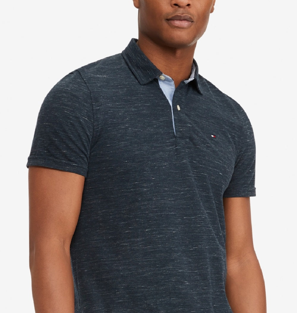 Tommy Hilfiger Polo Masculino com Estampa Personalizada e Tingido no Espaço Azul Tamanho XXX-G