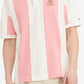 Polo Tommy Hilfiger Heritage Stripe Relaxed Fit Masculino Rosa Tamanho XXX-G