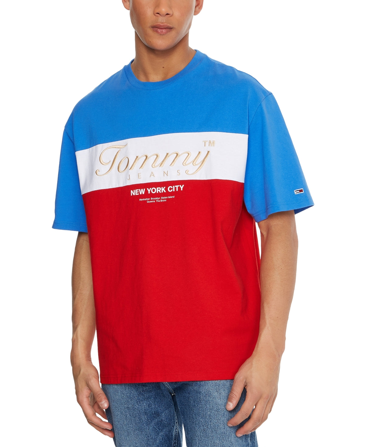 Camiseta Tommy Jeans Masculina Archive Stripe Boxy Fit Vermelha Tamanho X-G