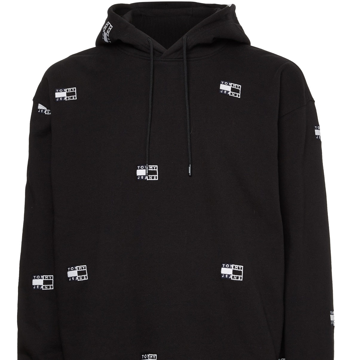 Moletom com capuz Tommy Jeans Twisted Critter Flag Masculino Preto Tamanho Médio