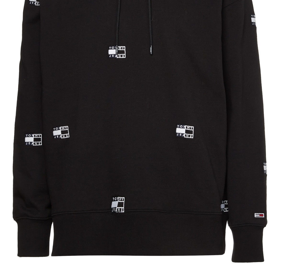 Moletom com capuz Tommy Jeans Twisted Critter Flag Masculino Preto Tamanho Médio