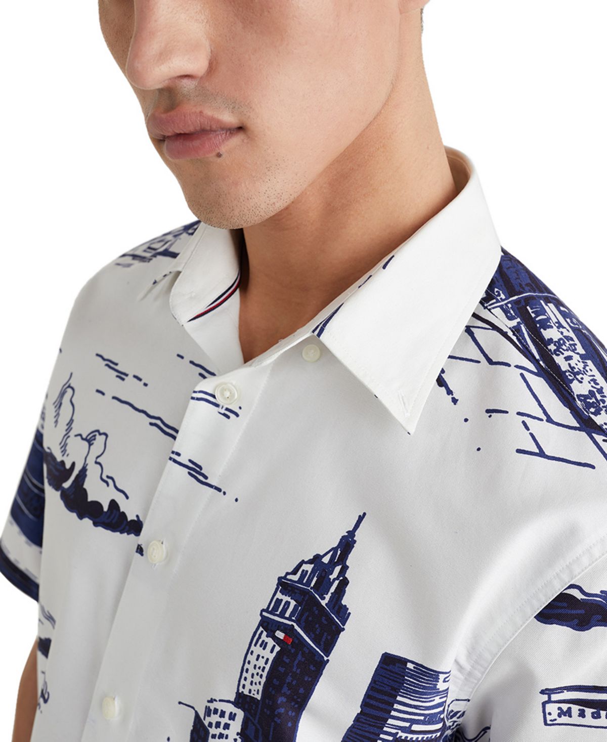 Camisa Tommy Hilfiger Masculina Toile De Jouv Nyc Custom Fit Branca Tamanho P