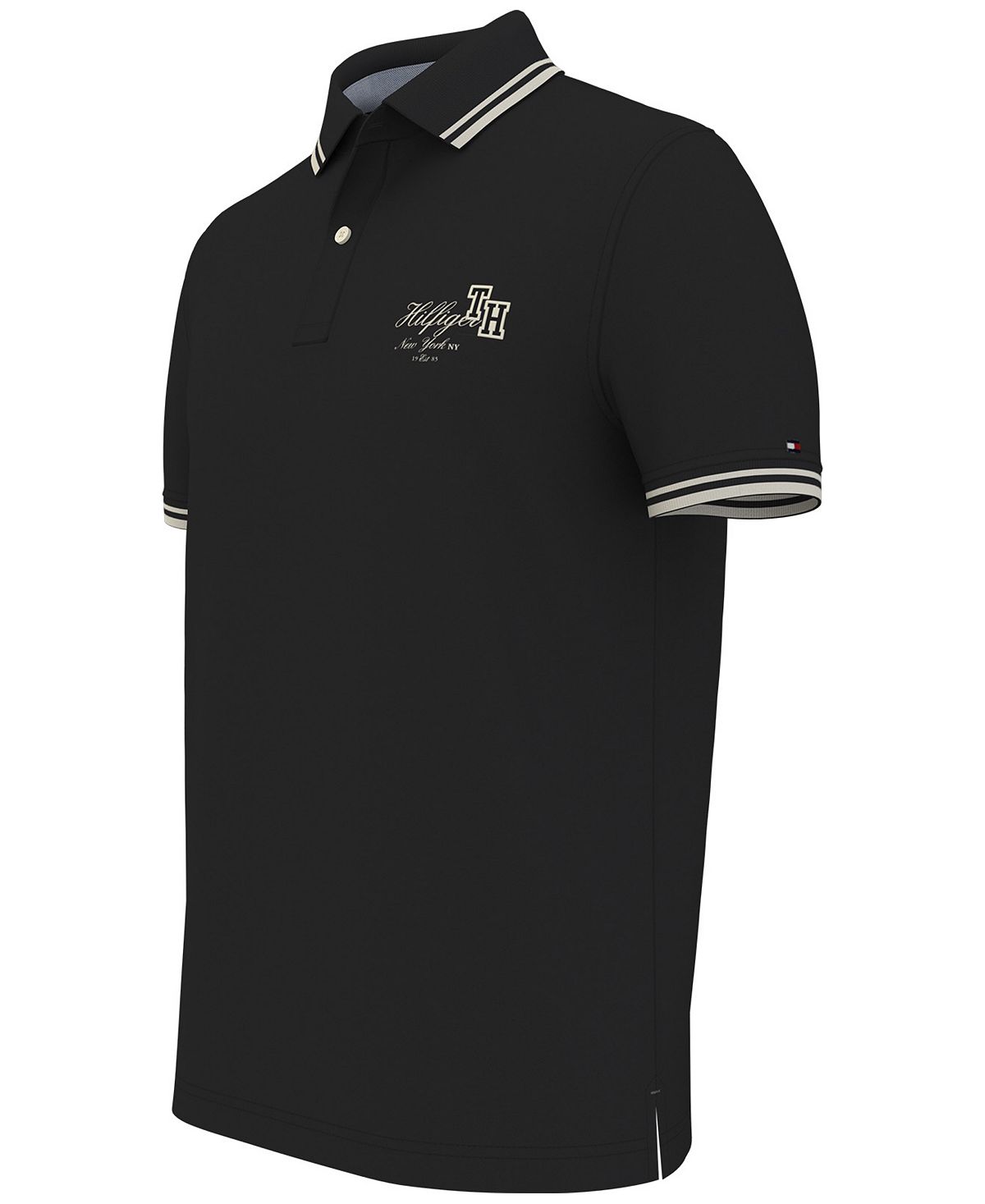 Camisa polo masculina Tommy Hilfiger Christian Regular Fit, preta, tamanho GG