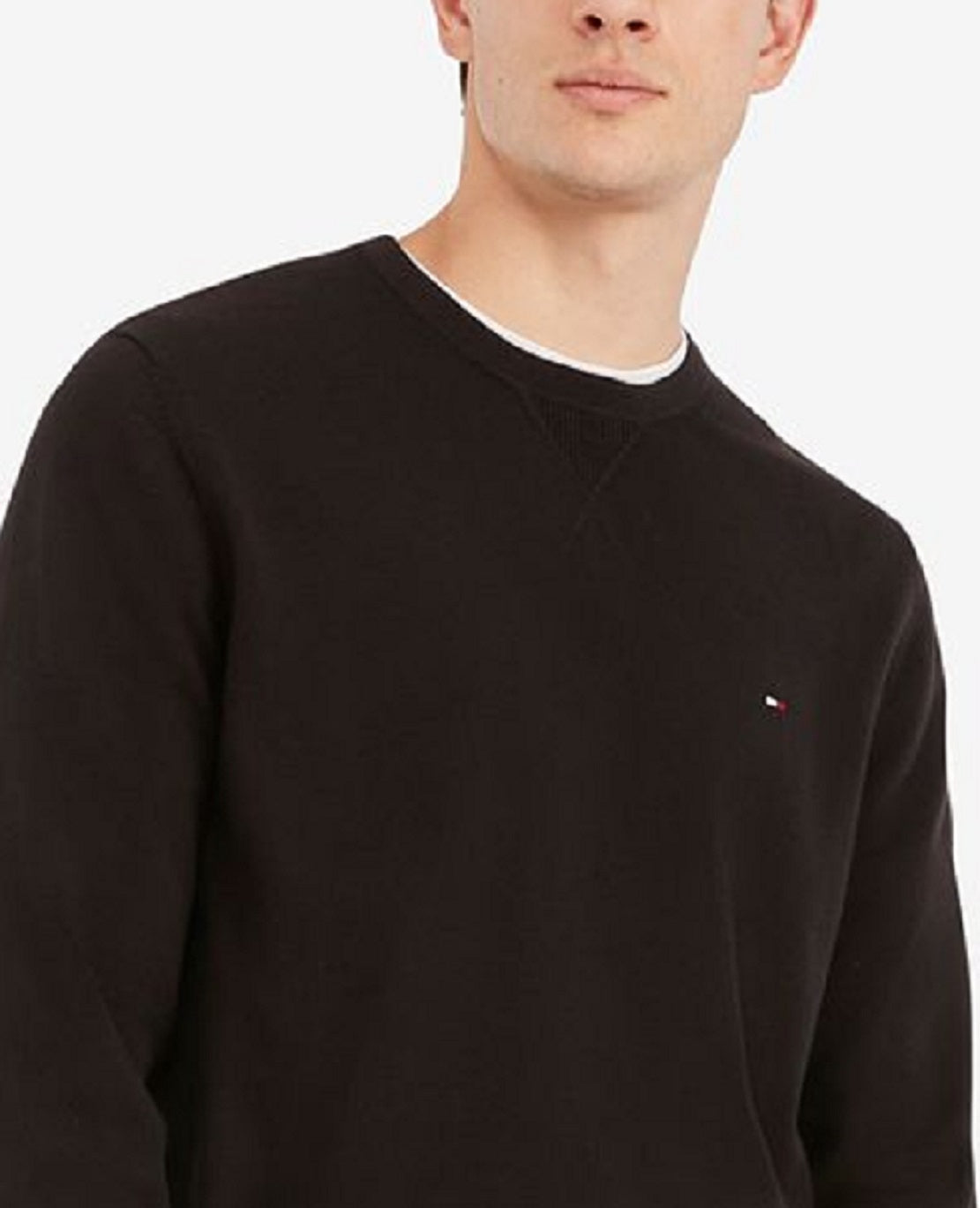 Suéter Tommy Hilfiger Signature Solid Masculino com Gola Redonda Preto Tamanho Médio