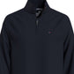 Tommy Hilfiger Thompson Moletom Masculino com Zíper de 1/4 e Gola Simulada Azul Tamanho Médio