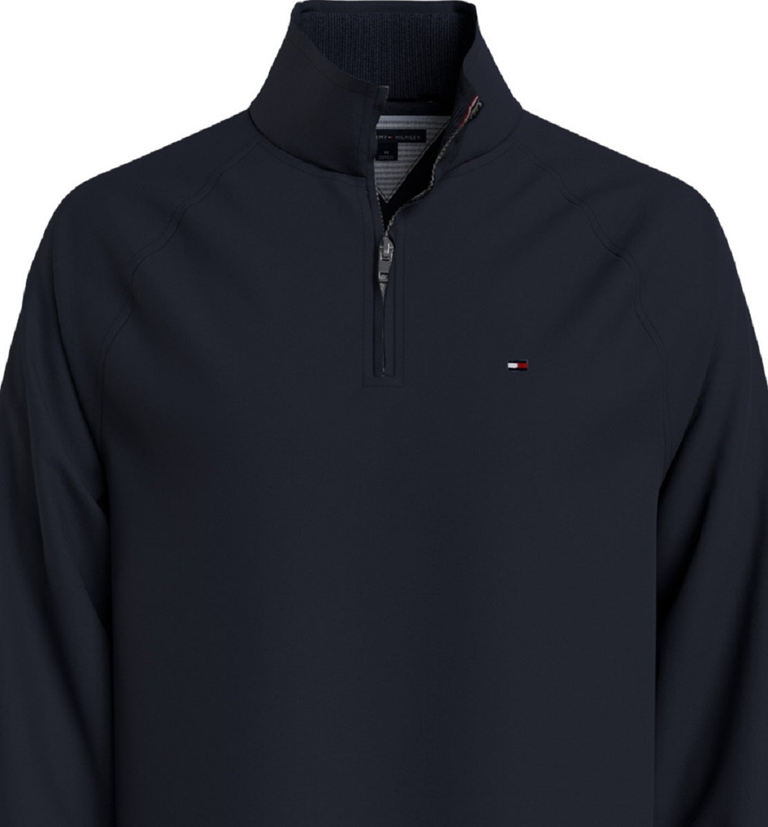 Tommy Hilfiger Thompson Moletom Masculino com Zíper de 1/4 e Gola Simulada Azul Tamanho Médio