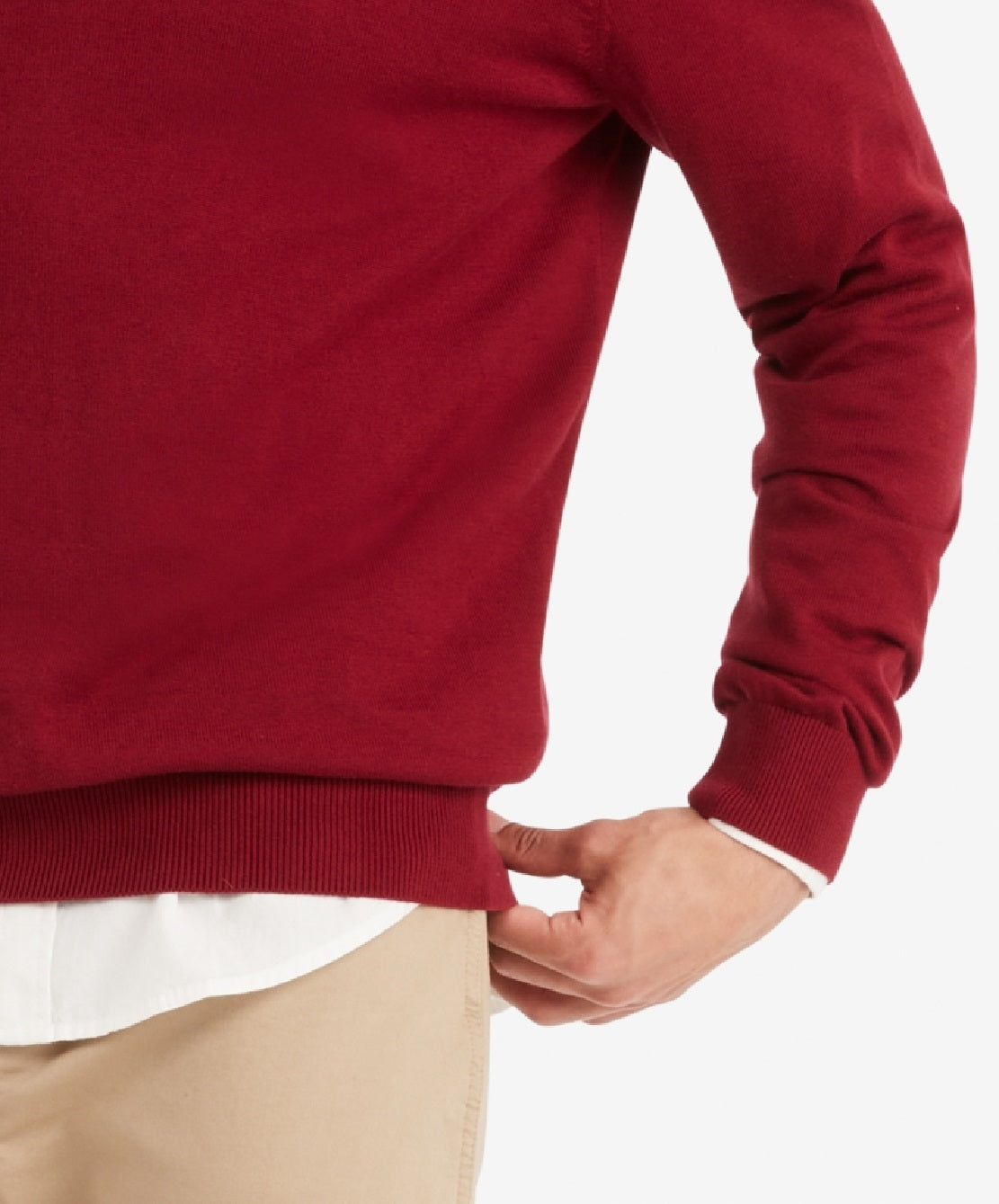 Suéter Tommy Hilfiger Signature Masculino com Decote em V, Vermelho, Tamanho Médio