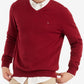 Suéter Tommy Hilfiger Signature Masculino com Decote em V, Vermelho, Tamanho Médio