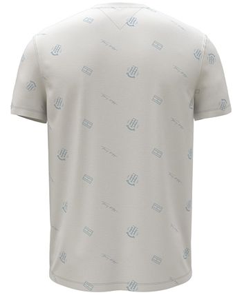 Camiseta masculina Tommy Hilfiger com estampa de logo Critter e listras da bandeira, branca, tamanho grande