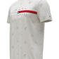 Camiseta masculina Tommy Hilfiger com estampa de logo Critter e listras da bandeira, branca, tamanho grande