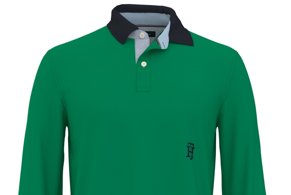 Polo Tommy Hilfiger Essential Logo Manga Longa Masculino Verde Tamanho X-G