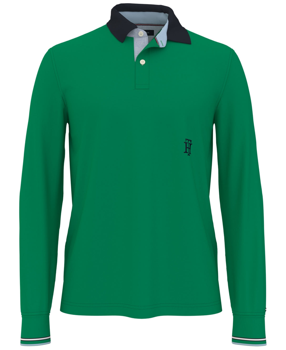 Polo Tommy Hilfiger Essential Logo Manga Longa Masculino Verde Tamanho X-G