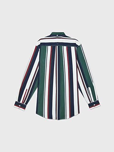 Camisa masculina Tommy Hilfiger Adaptive Classic Fit Bold Stripe manga comprida preta tamanho X-G