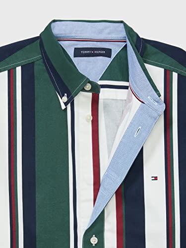 Camisa masculina Tommy Hilfiger Adaptive Classic Fit Bold Stripe manga comprida preta tamanho X-G
