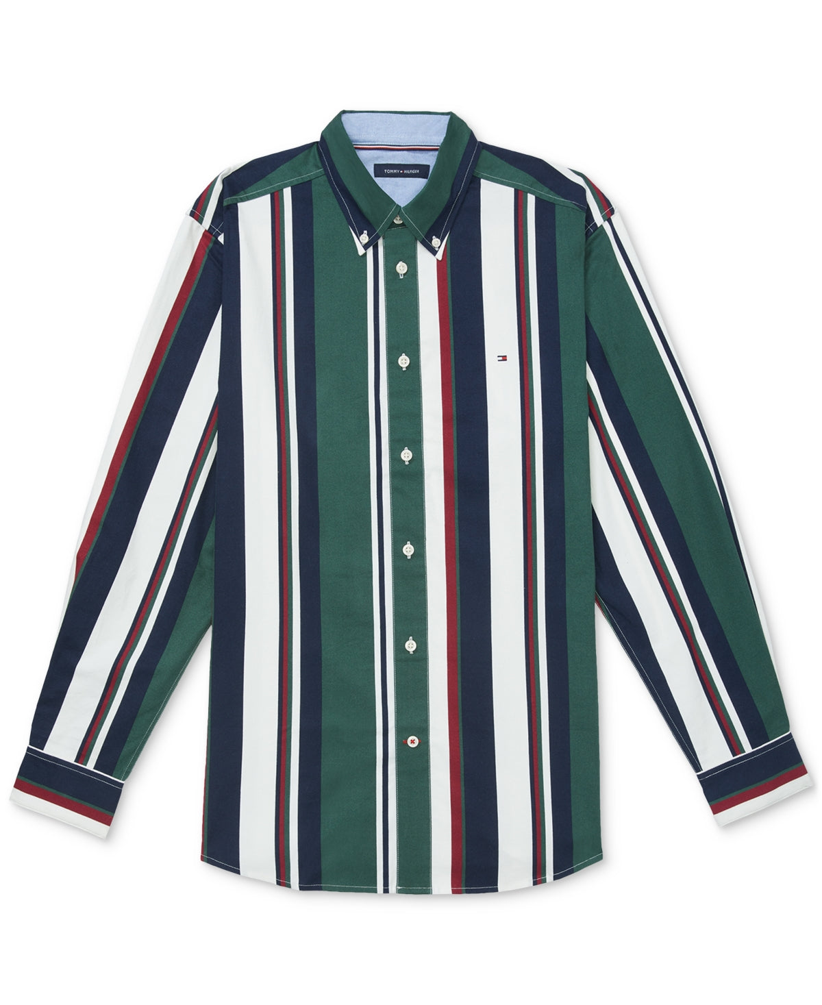 Camisa masculina Tommy Hilfiger Adaptive Classic Fit Bold Stripe manga comprida preta tamanho X-G