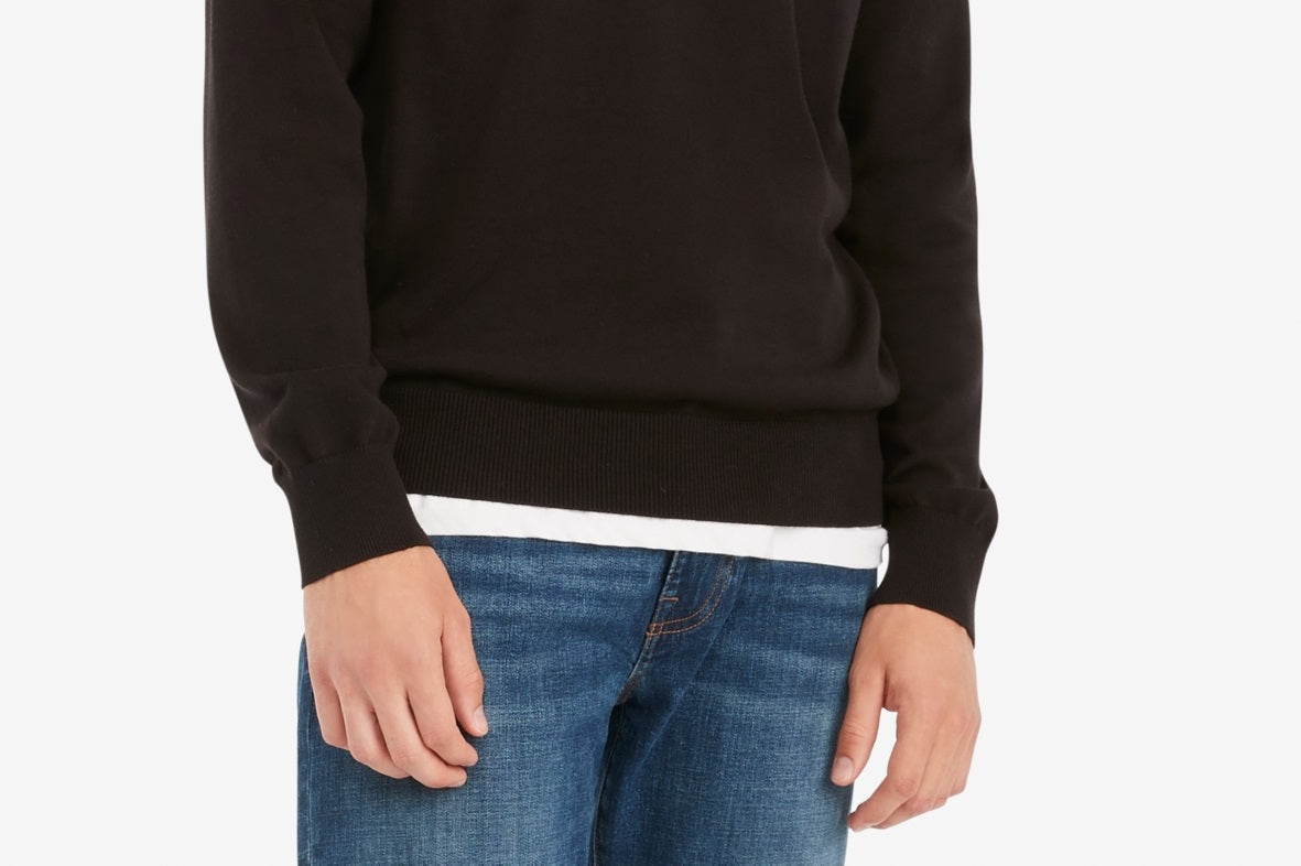 Suéter masculino Tommy Hilfiger Signature Solid com gola redonda, preto, tamanho 3XL