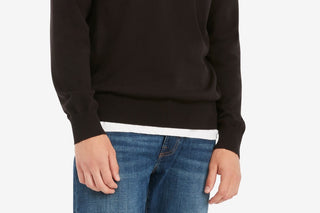 Suéter masculino Tommy Hilfiger Signature Solid com gola redonda, preto, tamanho 3XL