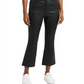 Calça feminina de couro com cinco bolsos, preta, tamanho 0
