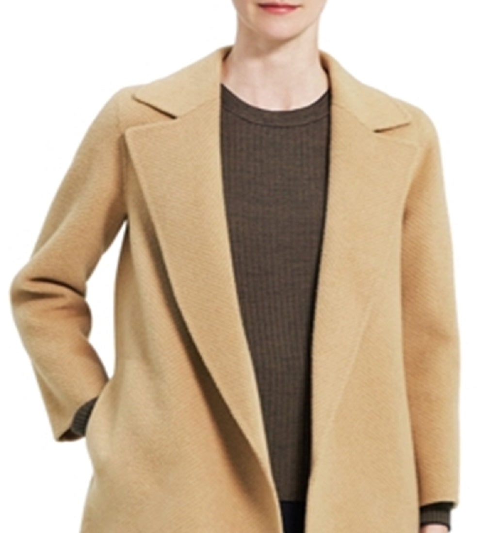 Casaco de lã feminino Theory Clairene Chevron marrom tamanho pequeno