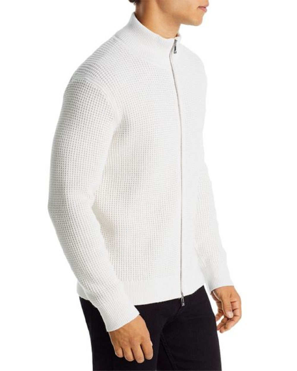 Suéter masculino Theory Gary Full Zip, branco, tamanho médio