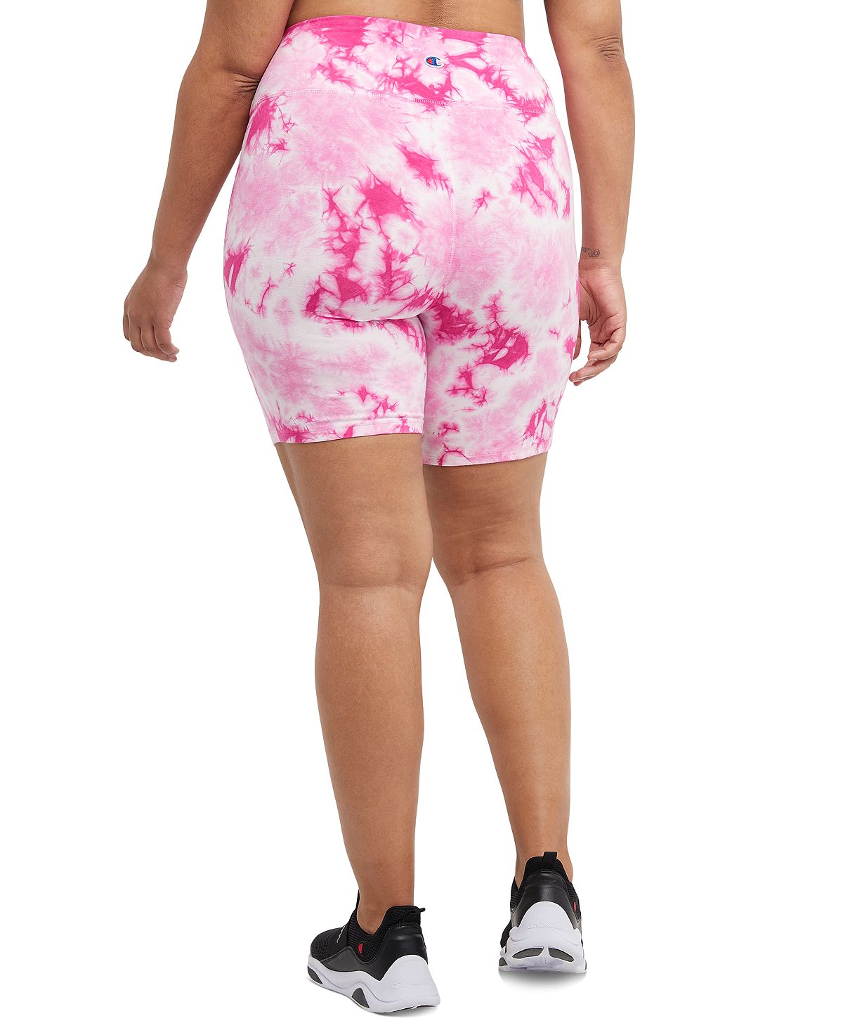 Bermuda de ciclismo Champion feminina autêntica com tie-dye rosa tamanho 4X