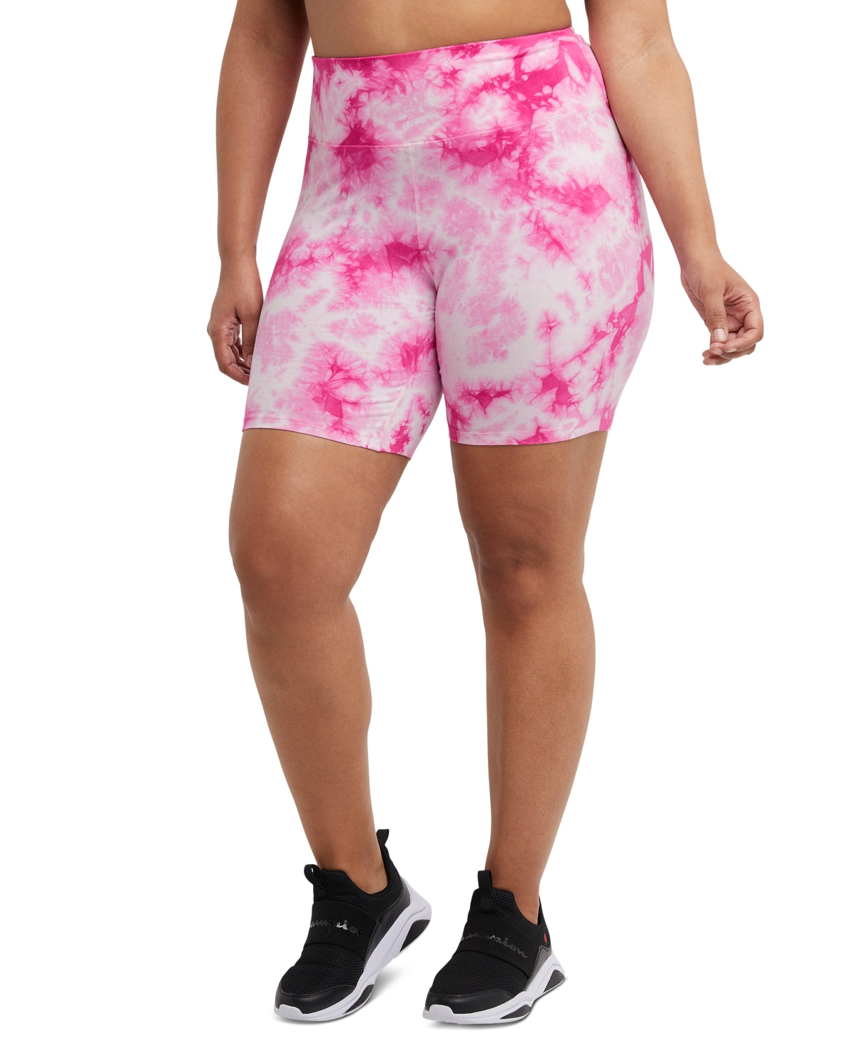 Bermuda de ciclismo Champion feminina autêntica com tie-dye rosa tamanho 4X