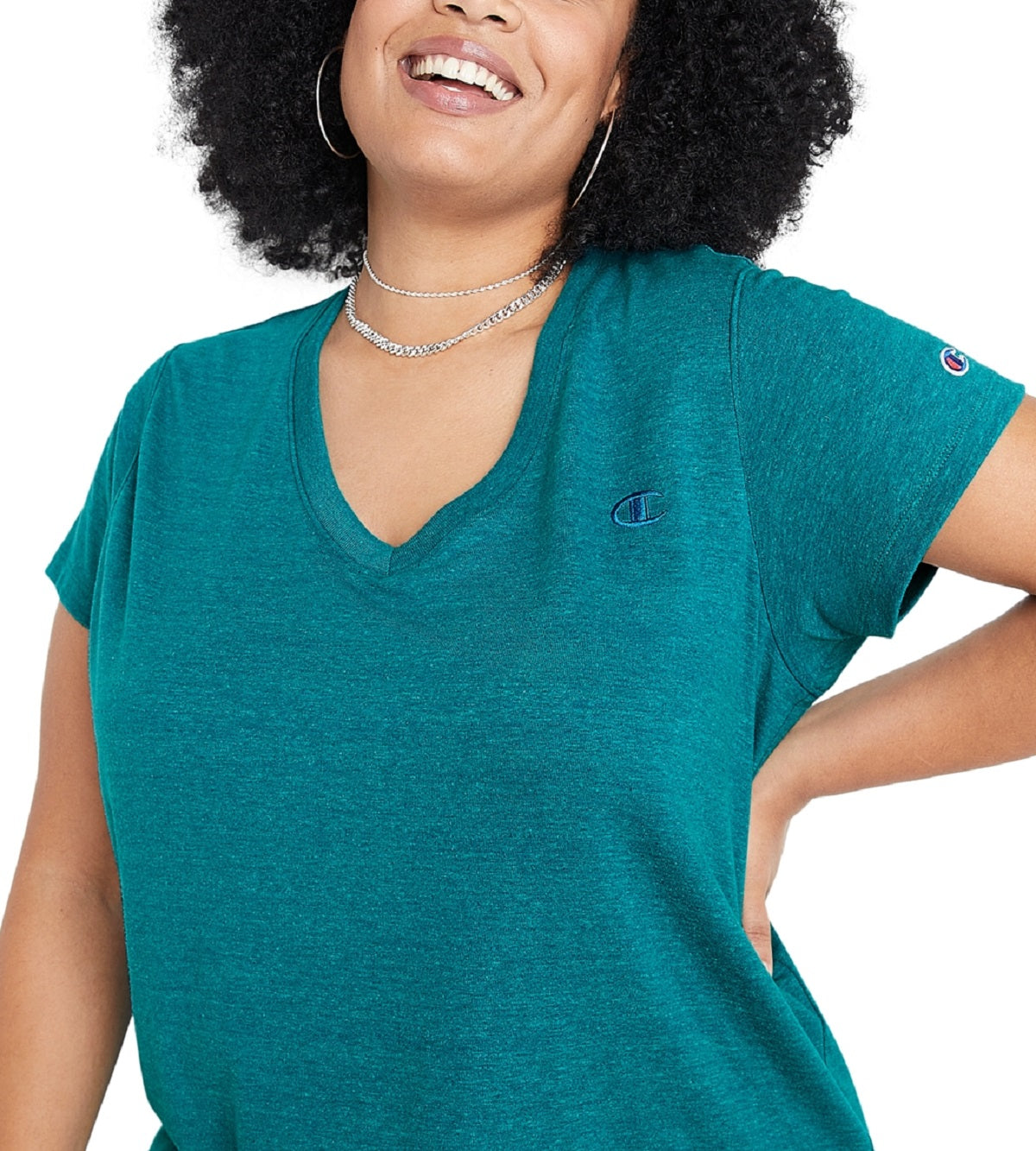 Camiseta Champion Powerblend Feminina Verde Tamanho 1X