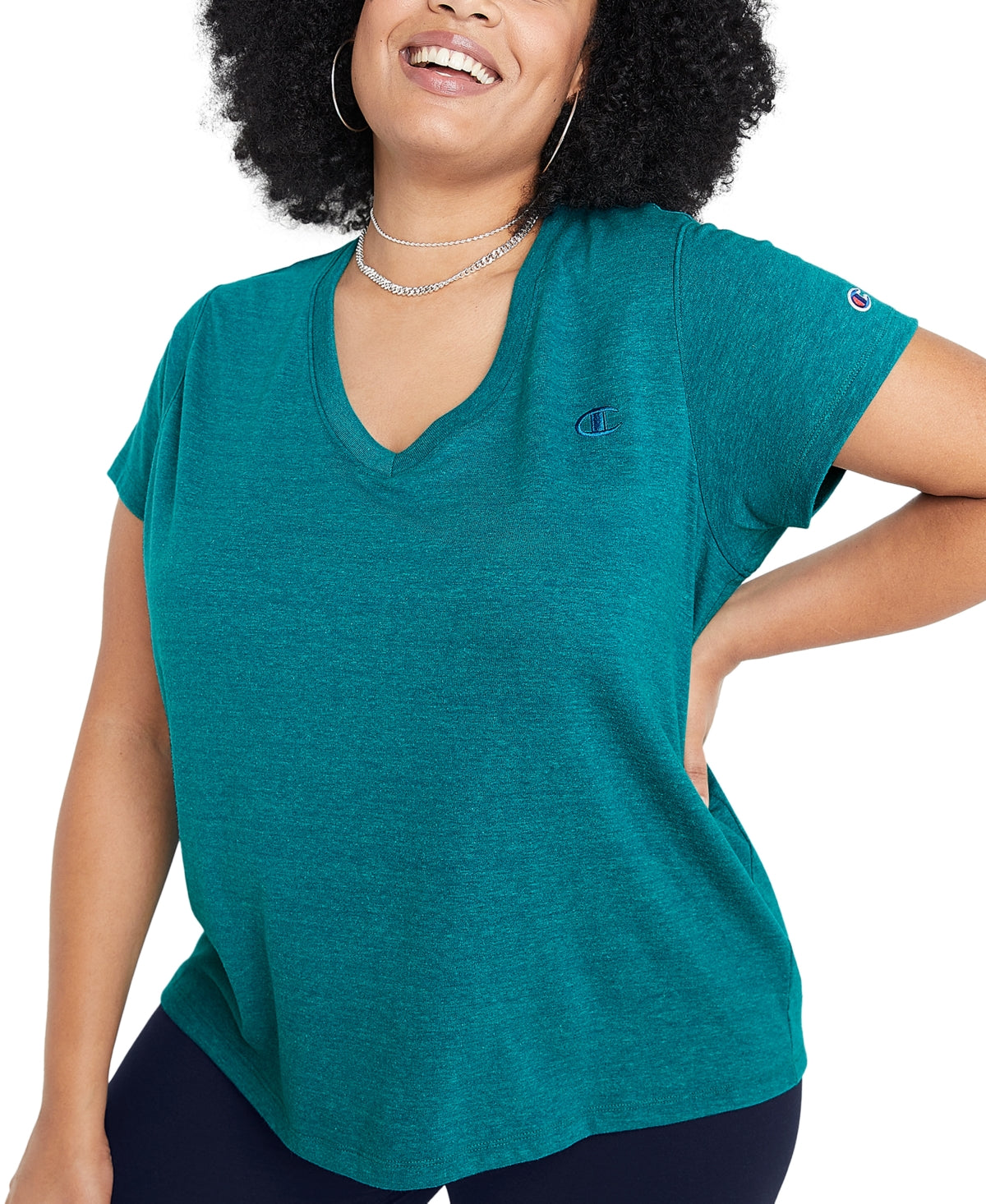 Camiseta Champion Powerblend Feminina Verde Tamanho 1X