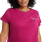 Camiseta feminina Champion com logotipo rosa, tamanho 1X