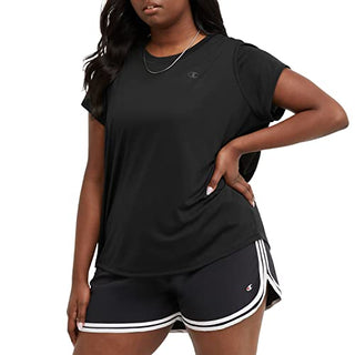 Camiseta esportiva clássica feminina Champion, preta, tamanho 3X