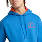 Moletom com capuz Champion Powerblend Standard Fit com estampa de logotipo e capuz masculino, azul, tamanho grande