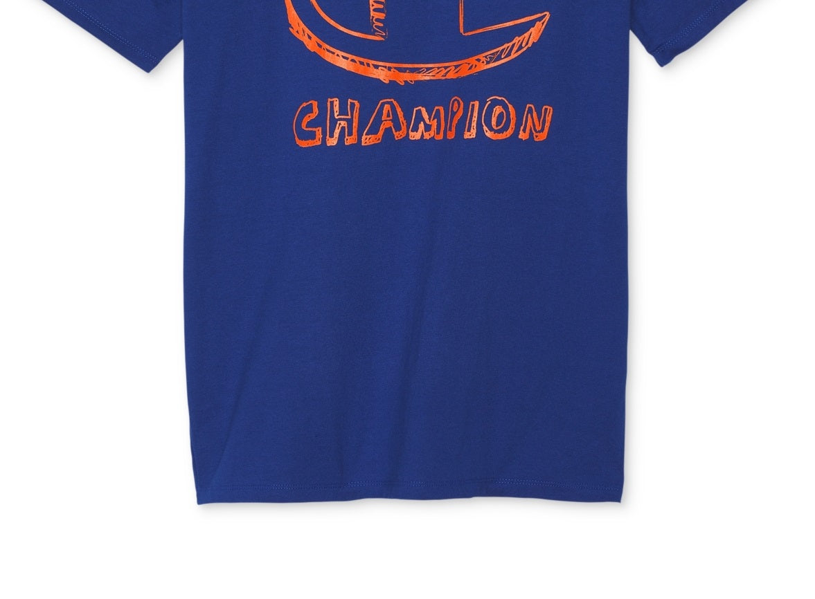 Camiseta Champion Masculina Classic Standard-Fit com Logo Gráfico Azul Tamanho XX-G