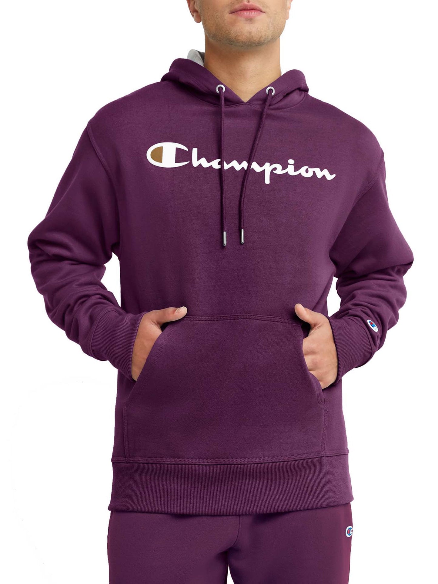Moletom com capuz Champion Powerblend Graphic Masculino Roxo Tamanho Grande