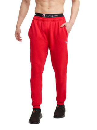 Calça de moletom Champion Powerblend Fleece Masculina Vermelha Tamanho Médio