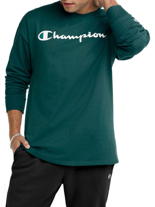 Camiseta Champion Classic Graphic Manga Longa Masculina Verde Tamanho Médio