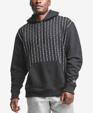 Moletom com capuz listrado masculino Champion, preto, tamanho G