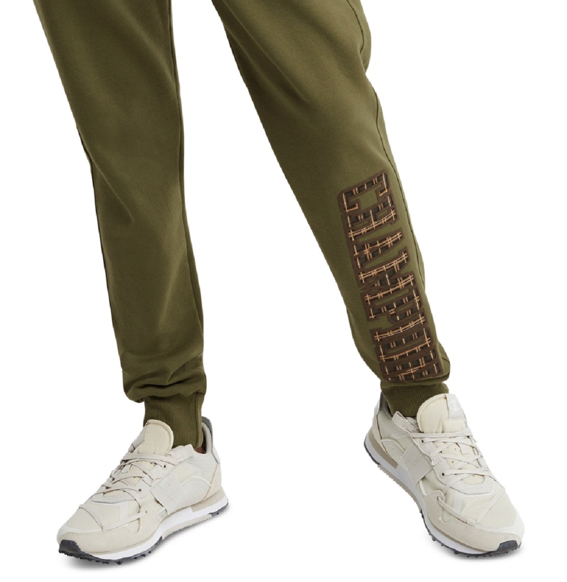 Calça de moletom Champion Powerblend Standard Fit com estampa de logotipo, verde, tamanho pequeno, masculina