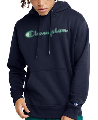 Moletom com capuz Champion Powerblend Logo Graphic Masculino Azul Tamanho Grande